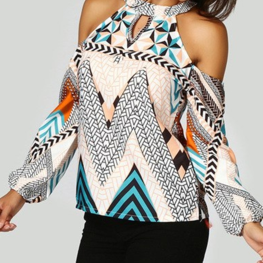 Aztec cold shoulder long sleeve - Picture 1 of 2